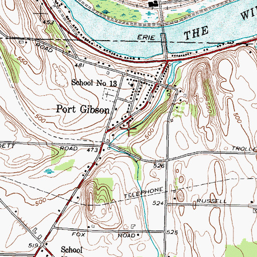Topographic Map of Port Gibson Census Designated Place, NY