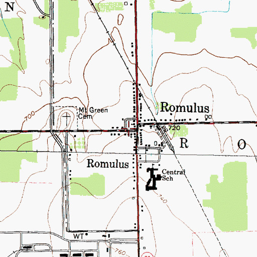 Topographic Map of Romulus Census Designated Place, NY