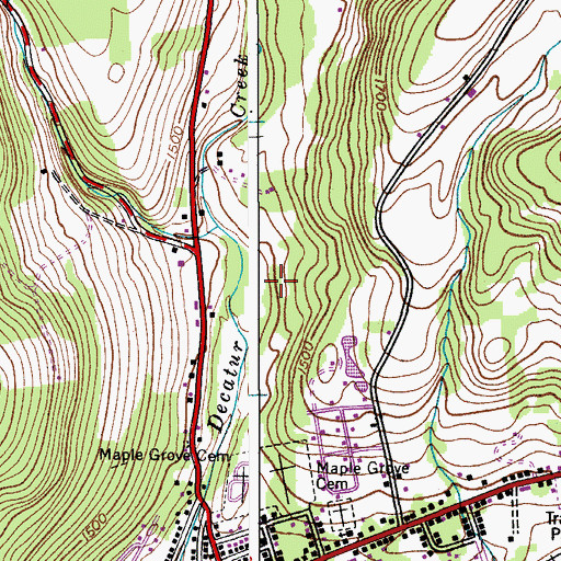 Topographic Map of Worcester Census Designated Place, NY