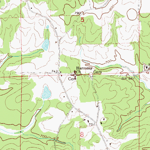 Topographic Map of Harmony Cemetery, AL