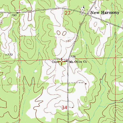 Topographic Map of Mount Olive Cemetery, AL