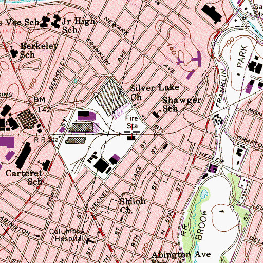 Topographic Map of Silver Lake Census Designated Place, NJ