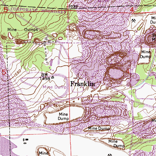 Topographic Map of City of Franklin (historical), MN