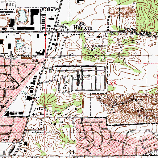 Topographic Map of Forest Hills Village, IL