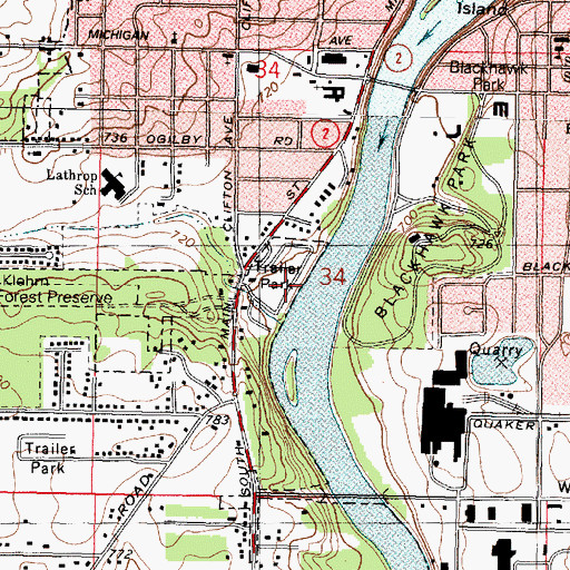 Topographic Map of Riverview Mobile Home Park, IL