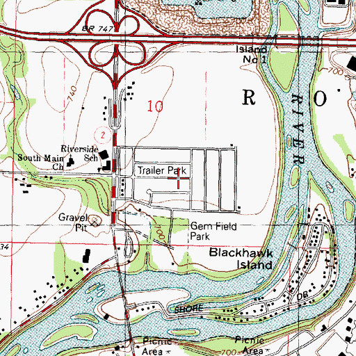 Topographic Map of Gem Suburban Manufactured Housing Community, IL