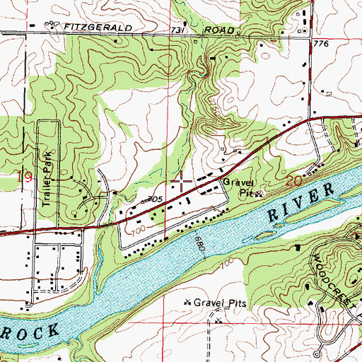 Topographic Map of Cecka Mobile Home Park, IL