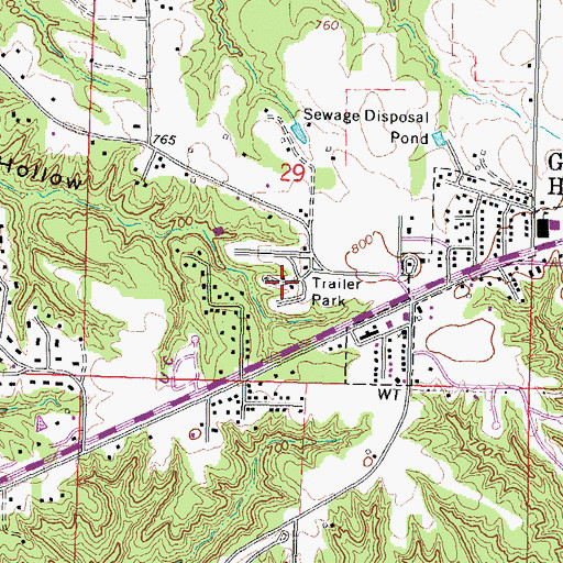 Topographic Map of Tuckaway Manor Mobile Home Park, IL