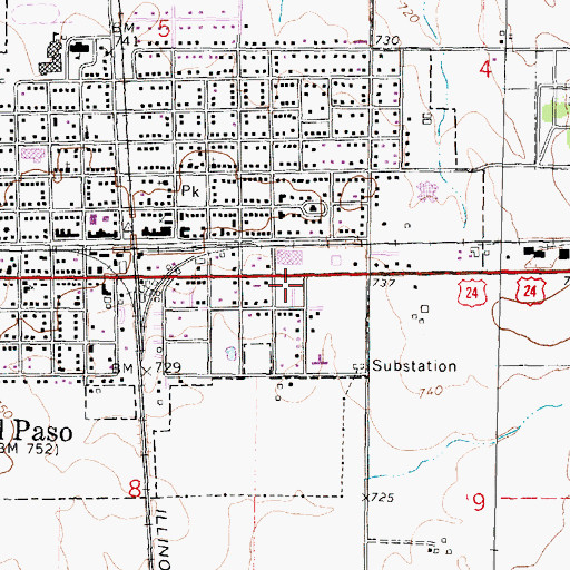 Topographic Map of Charlottes Trailer Court, IL