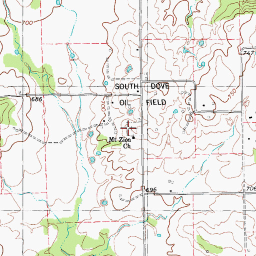 Topographic Map of Mount Zion Cemetery, TX
