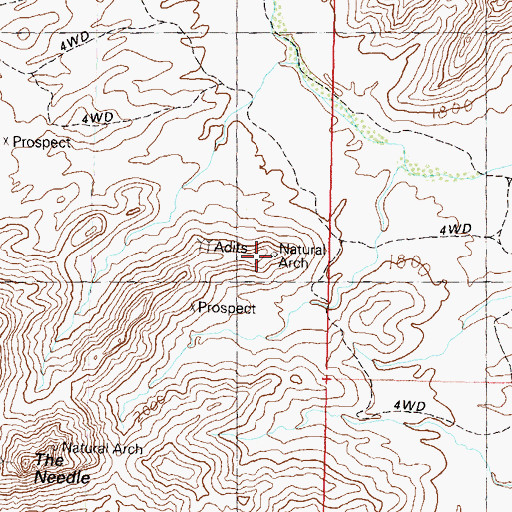 Topographic Map of Natural Arch, AZ