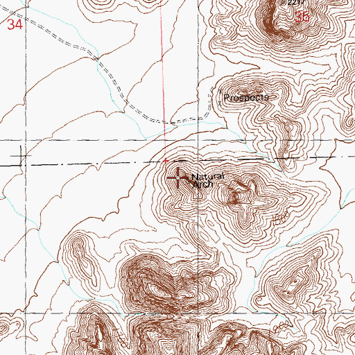 Topographic Map of Natural Arch, AZ
