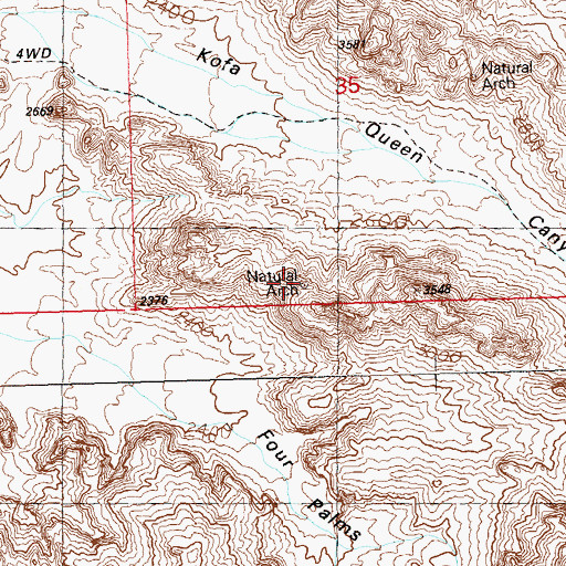Topographic Map of Natural Arch, AZ