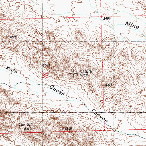 Topographic Map of Natural Arch, AZ