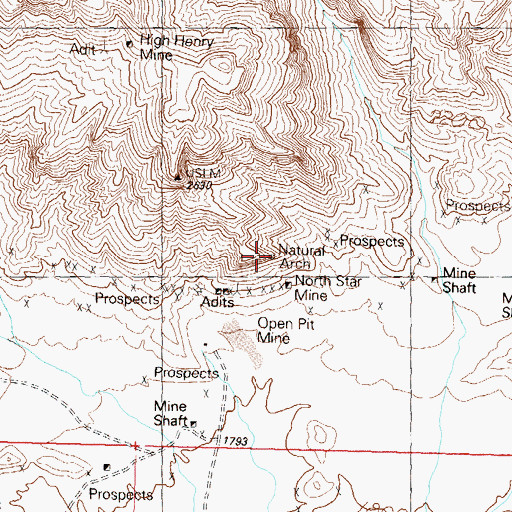 Topographic Map of Natural Arch, AZ
