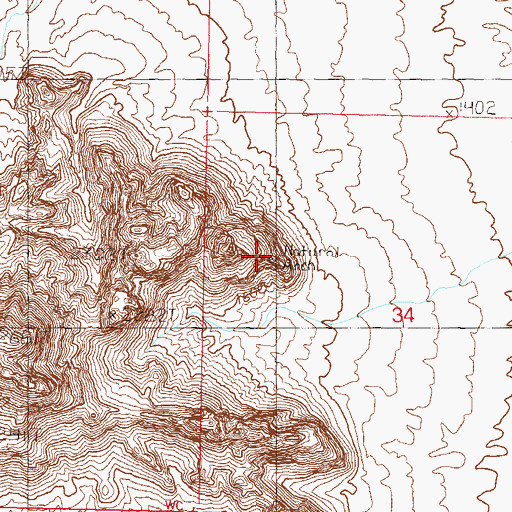Topographic Map of Eagletail Arch, AZ