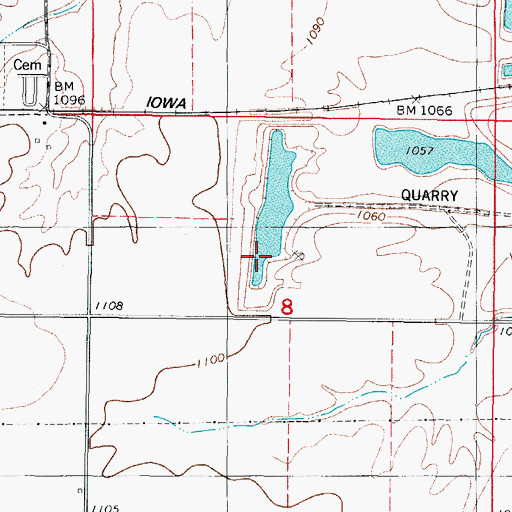 Topographic Map of Monarch Quarry, IA