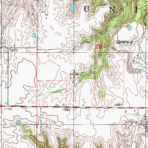 Topographic Map of Winterset Quarry, IA