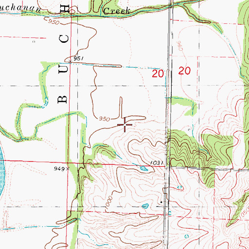 Topographic Map of Shambaugh Quarry, IA