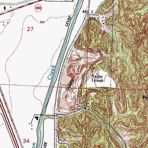 Topographic Map of Crescent Quarry, IA