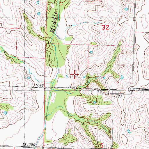 Topographic Map of Bedford Quarry, IA
