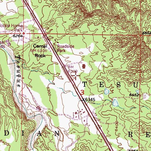Topographic Map of Camel Rock Casino, NM