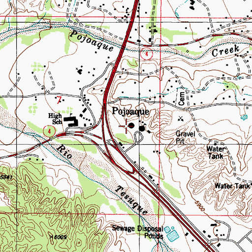 Topographic Map of Cities of Gold Casino, NM