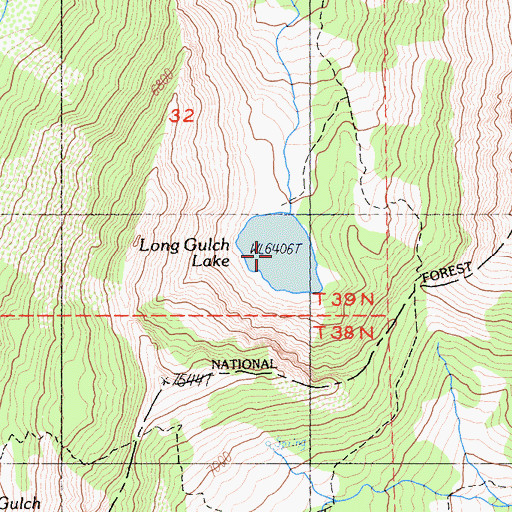Topographic Map of Trail Gulch Lake, CA