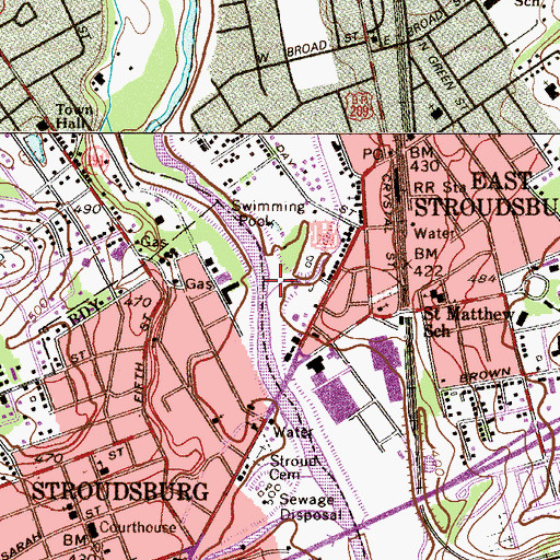 Topographic Map of Little Sambo Creek, PA