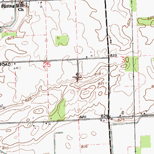 Topographic Map of Bella Vista Farms, IN