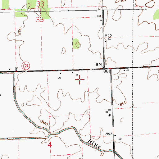 Topographic Map of Tri Oaks Farm, IN