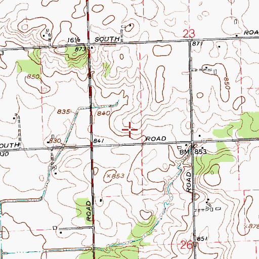Topographic Map of South Forty Farms, IN