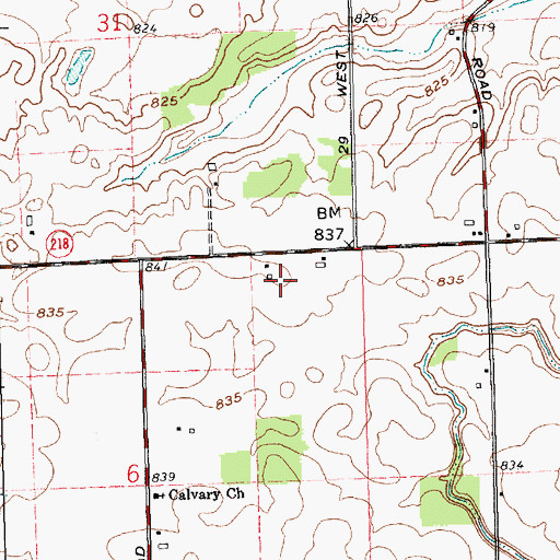 Topographic Map of Adam's Farms, IN