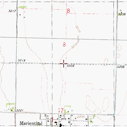 Topographic Map of Marienthal Census Designated Place, KS