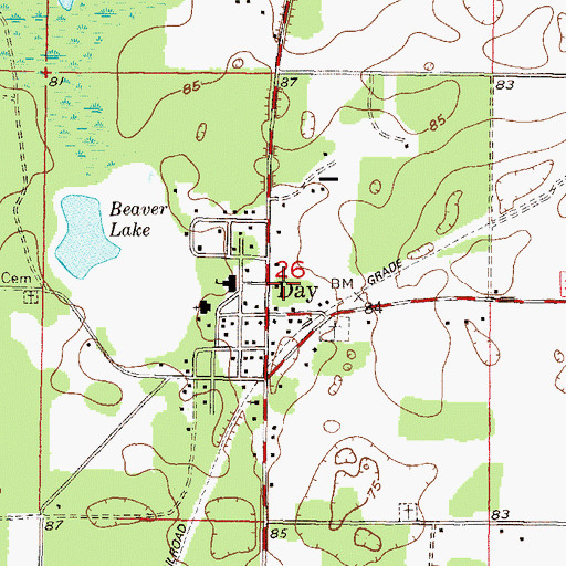 Topographic Map of Day Census Designated Place, FL