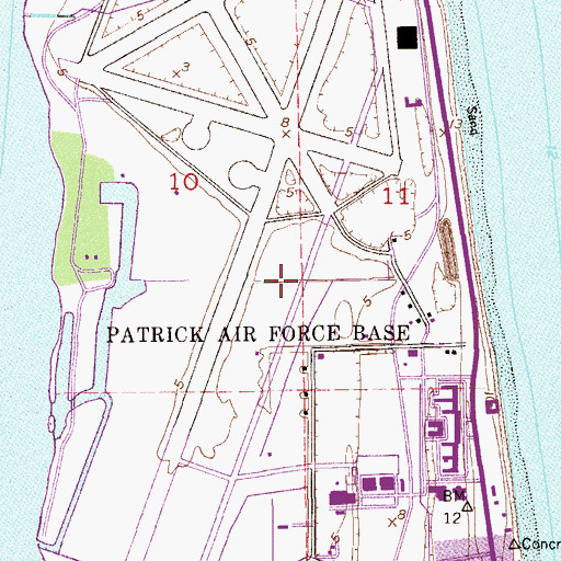 Topographic Map of Patrick Air Force Base Census Designated Place, FL