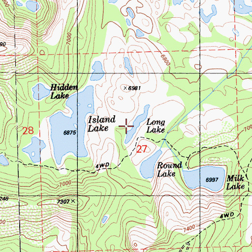 Topographic Map of Long Lake, CA