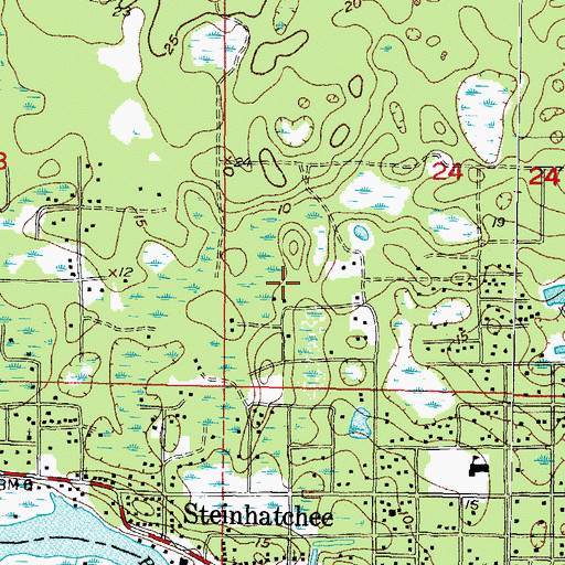 Topographic Map of Steinhatchee Census Designated Place, FL