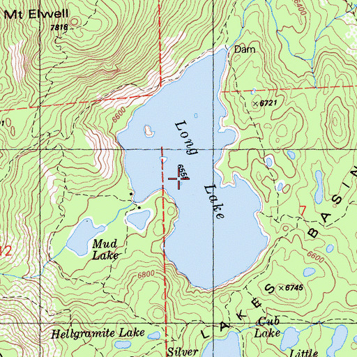 Topographic Map of Long Lake, CA