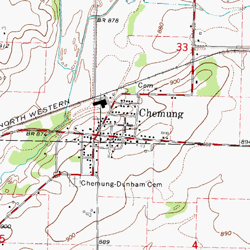 Topographic Map of Chemung Census Designated Place, IL