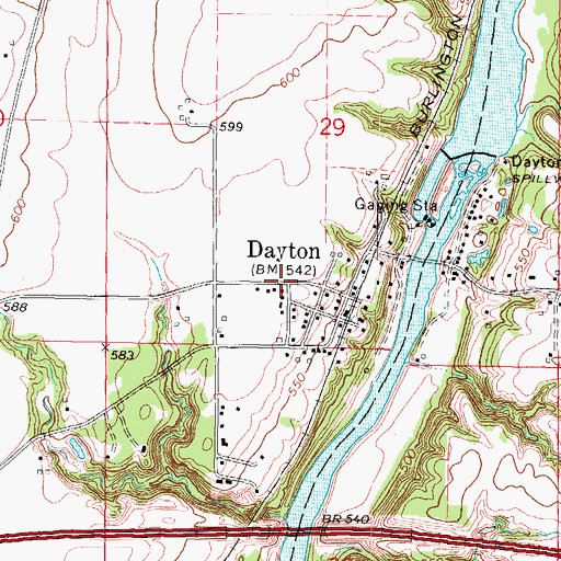 Topographic Map of Dayton Census Designated Place, IL