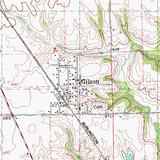 Topographic Map of Gilson Census Designated Place, IL