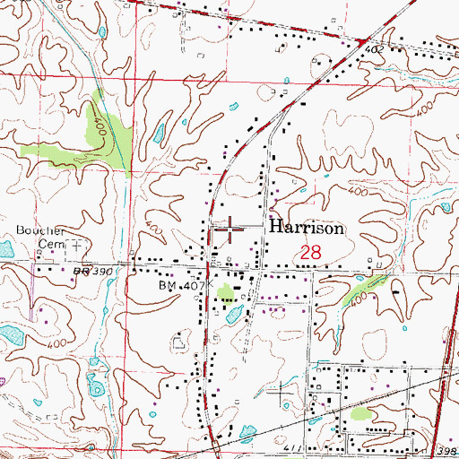 Topographic Map of Harrison Census Designated Place, IL