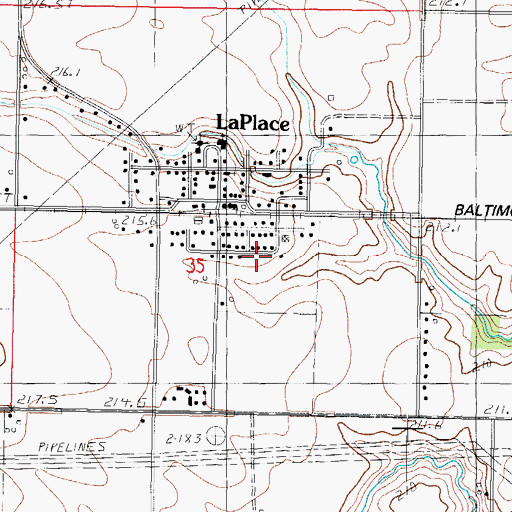 Topographic Map of LaPlace Census Designated Place, IL