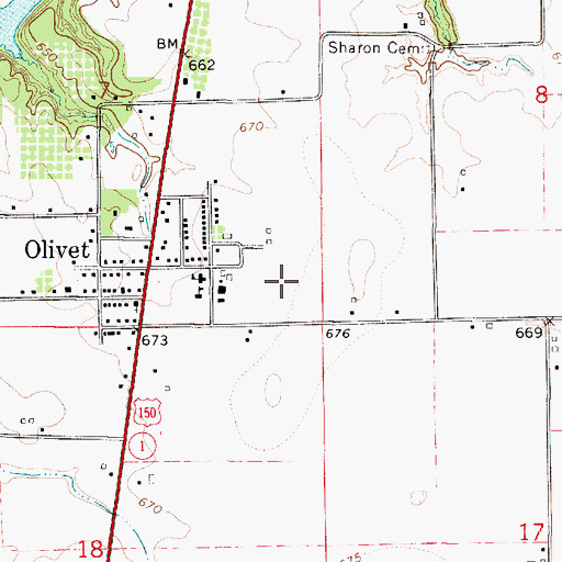 Topographic Map of Olivet Census Designated Place, IL