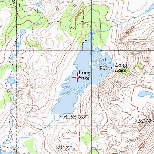 Topographic Map of Long Lake, CA