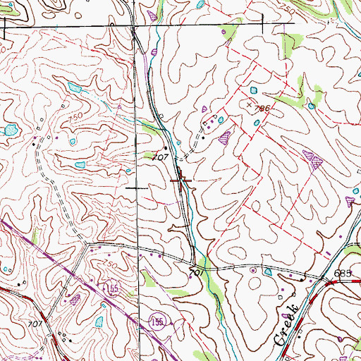 Topographic Map of Elk Creek Census Designated Place, KY