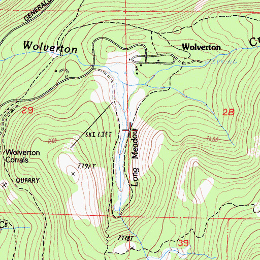 Topographic Map of Long Meadow, CA