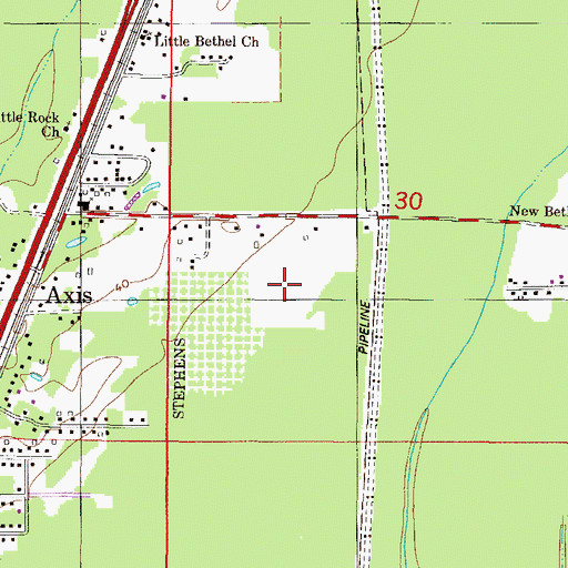 Topographic Map of Axis Census Designated Place, AL