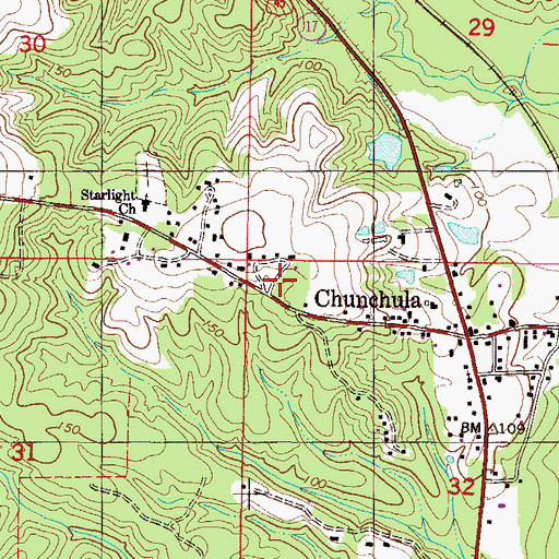 Topographic Map of Chunchula Census Designated Place, AL
